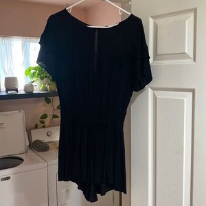 Black short romper with stretchy mid section